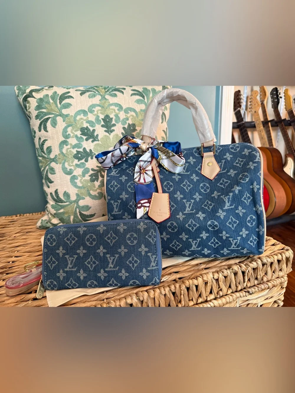 Denim bag & wallet set- see description